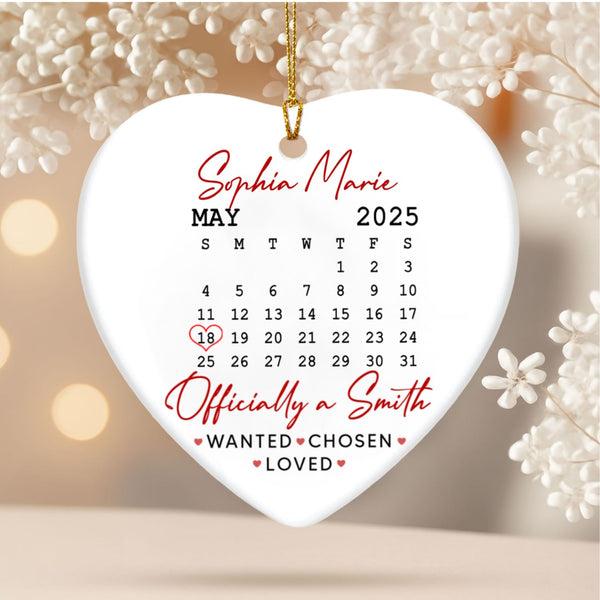 Adoption Ceramic Ornament, Adoption Gift, New Parent Gift, Adoption Announcement Ornament Baby Adopted Ornament for New Parents, Officially Adopted
