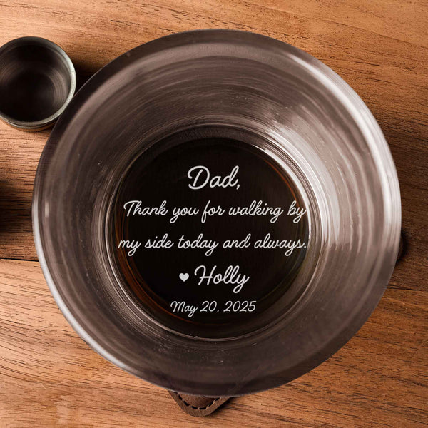 Father of the Bride Gifts, Custom Dad Whiskey Glass, Wedding Whiskey Glass, Father's Day Gifts For Dad,  Engraved Rock Glass Gift From Groom  VTM1296DNV