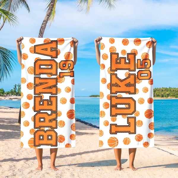 Personalized Basketball Beach Towel, Basketball Lover Gift, Custom Basketball Towel, Basketball Gift, Custom Sports Beach Towel, Sport Towel MLN6185DNV
