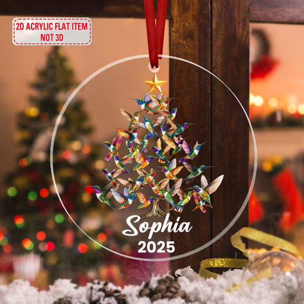 Personalized Hummingbird Acrylic Ornament Custom 2D Bird Design, Unique Tree Decoration & Nature Lover Gift (3.54in)
