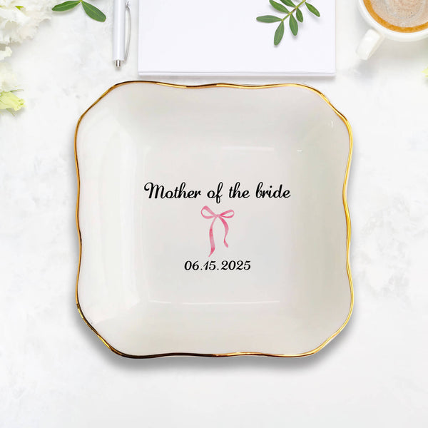 Mother of the Bride Gift, Personalized Mother of the Bride Jewelry Dish, Custom Trinket Dish, Wedding Ring Dish, Gift from Daughter, Wedding MLN5683TNB