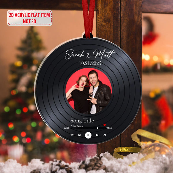 Personalized Acrylic Couple Song Ornament, Couple Photo Ornament, Christmas Tree Decoration, Music Lover Gift, Couple Anniversary Gifts