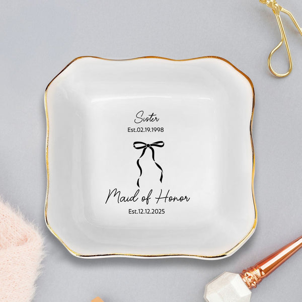 Maid of Honor Proposal Gifts Jewelry Tray, Sister Maid of Honor Jewelry Tray, Maid of Honor Gift,Personalized Year Established Maid of Honor LHB198DNV