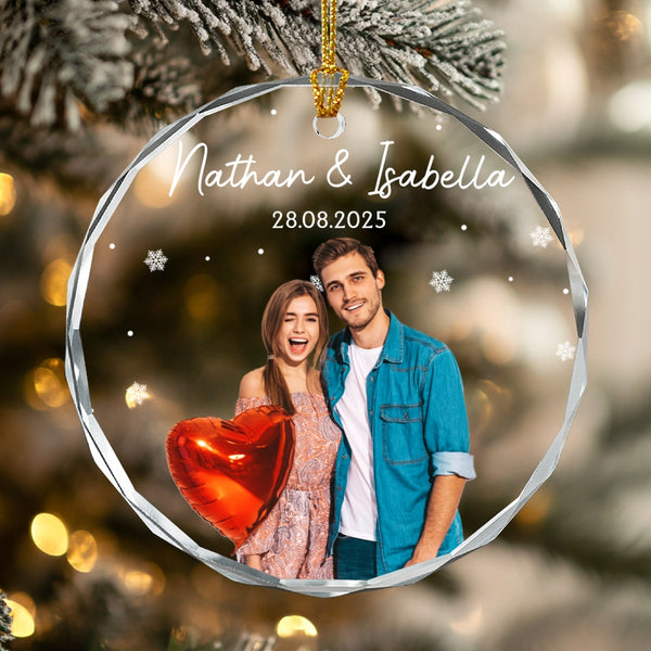 Personalized Family Portraits Christmas Ornament, Custom Photo Glass Ornament, Couple Gift, Best Friends Gift, Family Ornament Memorial Gift