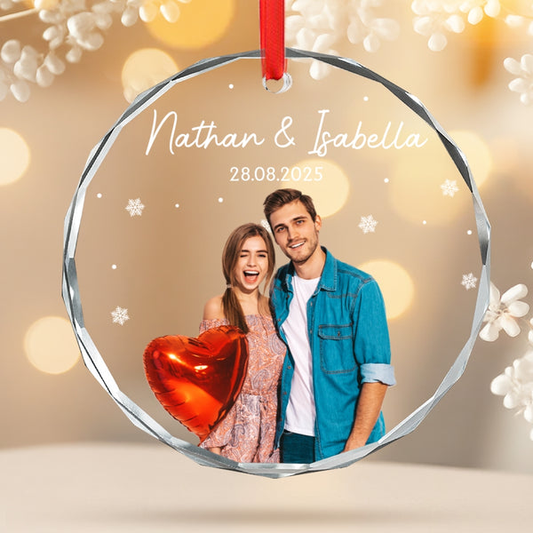 Personalized Family Portraits Christmas Ornament, Custom Photo Glass Ornament, Couple Gift, Best Friends Gift, Family Ornament Memorial Gift