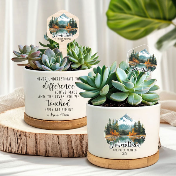 Personalized Retirement Flower Planter Nature Gift for Men or Women