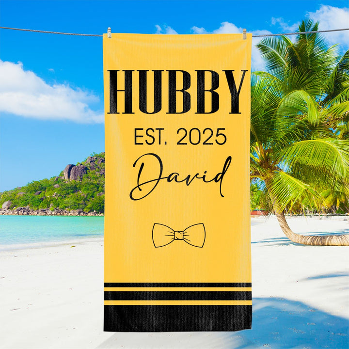 Personalized Mr & Mrs Beach Towel - Custom Couple Honeymoon Wedding Gift Towel