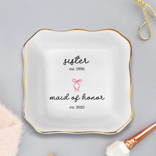 Personalized Maid of Honor Gift, Maid of Honor Proposal, Sister Wedding Gift, Bridal Shower Gift, MOH Custom Ring Dish, Sister Maid of Honor MLN5786BQT