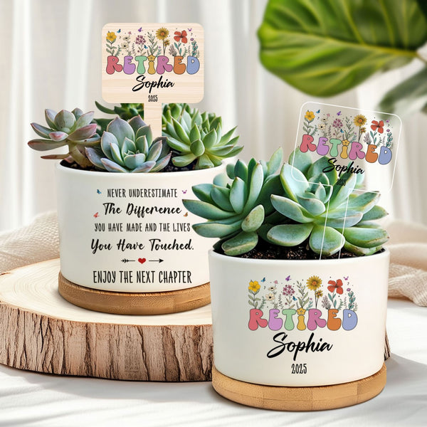 Personalized Retirement Gift Plant Pot for Coworkers, Teachers, Women
