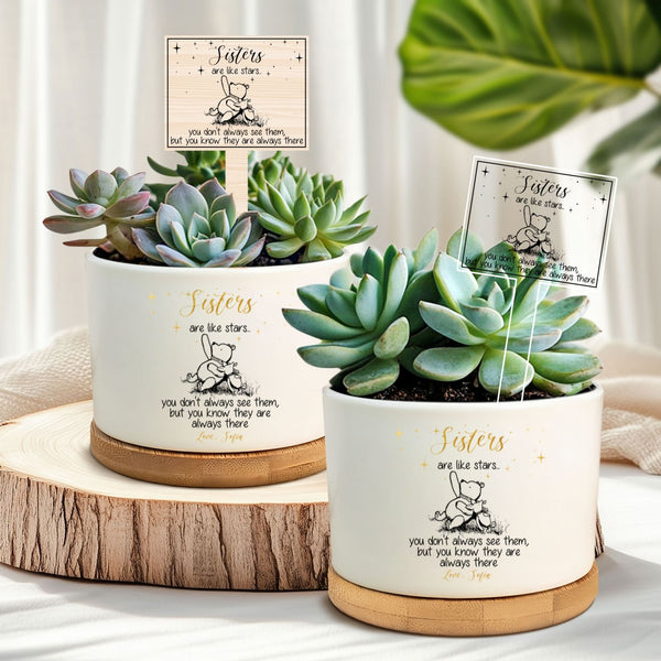 Personalized Best Friend Plant Pot, Friends Birthday Gifts, Bestie Friendship, Sisters Gift,BFF Gift,Good Friends are like Stars,Soul Sister THR-1669-NGT