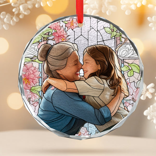 Custom Family Photo Christmas Ornament Personalized Family Portrait Photo Picture Xmas Ornament Gift for Family Christmas Glass Ornament