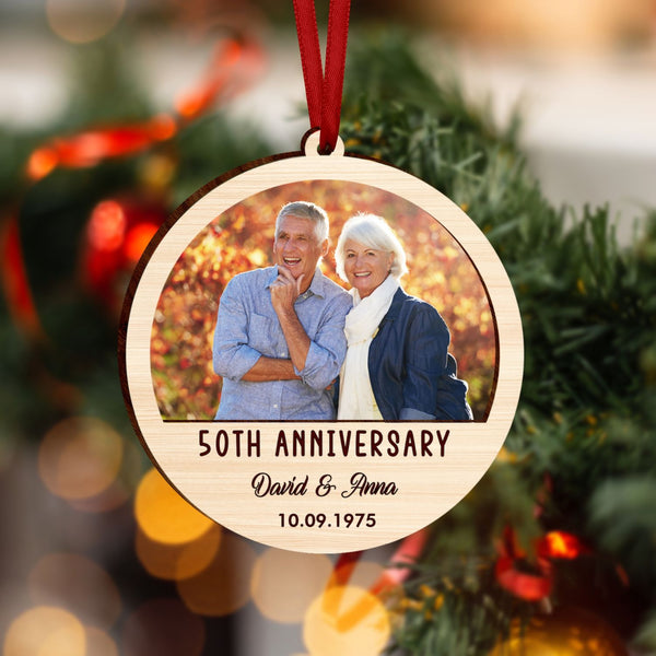Personalized Wedding Anniversary Ornament, Anniversary Photo Gift, Anniversary Gift For Grandparents, Christmas Gift, Couples Gift