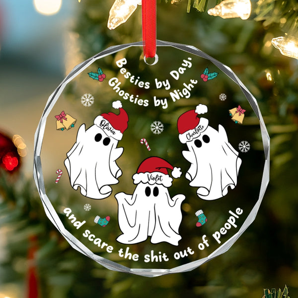 Personalized Besties Ghost Christmas Ornament Funny Gift for Friends