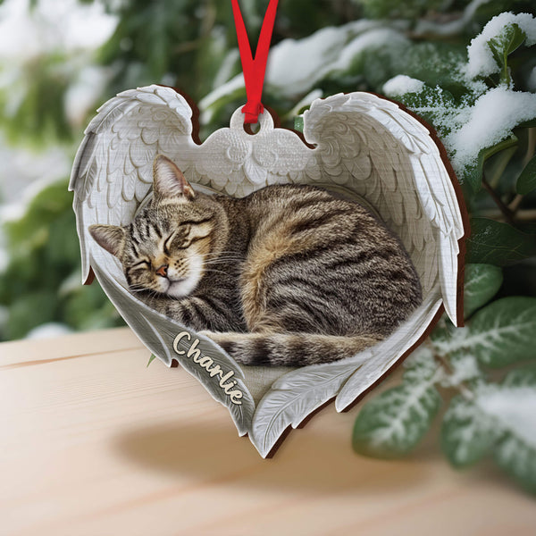 Custom Cat Ornament with Angel Wings for Cat Lovers