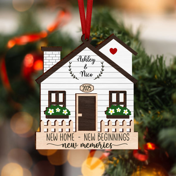 Personalized Wood New Home Ornament for Couple New Home Owners Housewarming Anniversary Christmas Gift