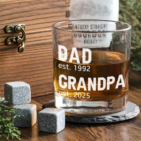 Grandpa Whiskey Glass 11oz, Promoted to Grandpa Wine Glass, New Grandpa Gift, Grandpa Est 2025, Dad Grandpa Gift,Pregnancy Announcement Gift MLN5001BQT