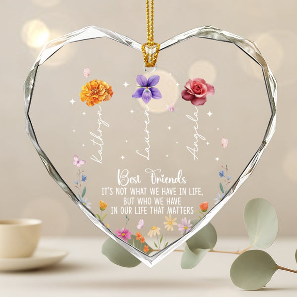 Personalized Friendship Glass Ornament, Best Friend Ornament, Sister Christmas Ornament, Custom Birth Month Flower, Bestie, BFF, Friendship Gifts