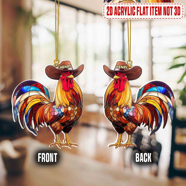 Custom Cowboy Rooster Ornament for Country Christmas Tree Décor