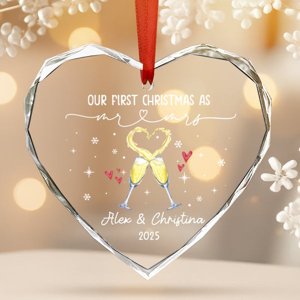 Our First Christmas As Mr & Mrs Glass Ornament, First Christmas Married Ornament 2025, Mr Mrs Ornament, Newlywed Christmas Gift, New Couple Gifts MLN-2769-PMN