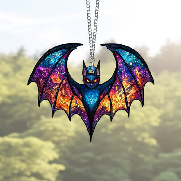 Personalized Gothic Bat Suncatcher | Spooky Halloween Hanging Ornament, Unique Fall Window Decor & Gift for Bat Lovers