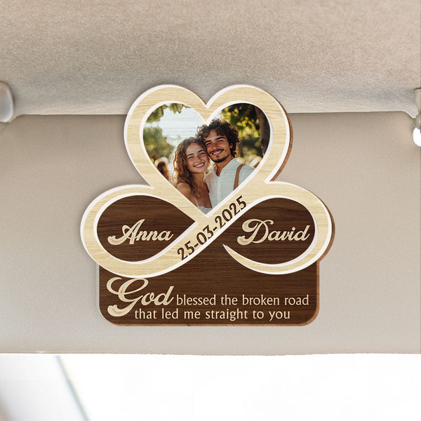 Custom Photo Car Visor Clip, Drive Safe, Custom Couple Photo, Anniversary Gift For Boyfriend, Gift For Husband, Sun Visor Picture Clip Gifts MLN5130TNB