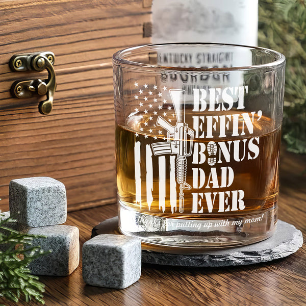 Funny Step Dad Whiskey Glass, Father's Day Gifts for Step Dad, Gift Idea For Bonus Dad, Best Stepfather, Bonus Dad Appreciation, Dad Gifts MLN5536NTH