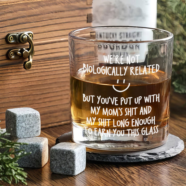 Funny Step Dad Whiskey Glass 11oz, Step Dad Gift For Step Dad Wine Glass, Bonus Dad Step Fathers Day Gift From Daughter Son Kids, Bonus Dad MLN5537TTH