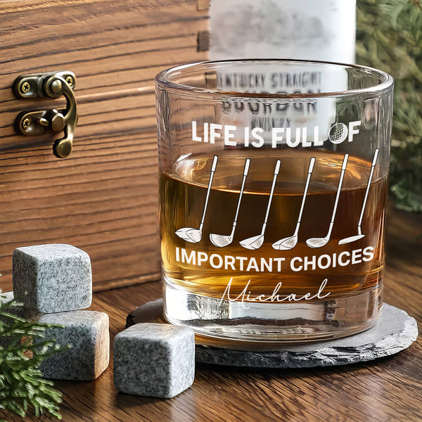 Golf Whiskey Glass, Gift for Golfer, Gift for Dad, Golf Gift, Dads Gift, Fathers Day Gift, Golf Drinkware, Best Golf Gifts for Men Women MLN5894TTH