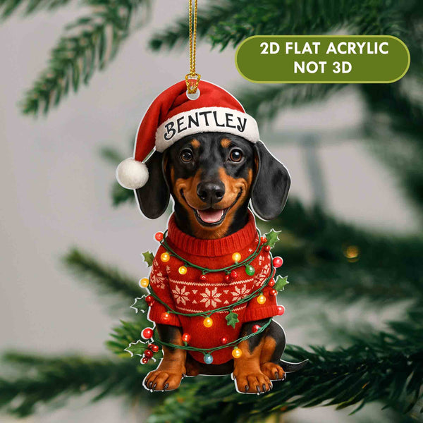 Personalized Dachshund Christmas Acrylic Ornament for Pet Lovers