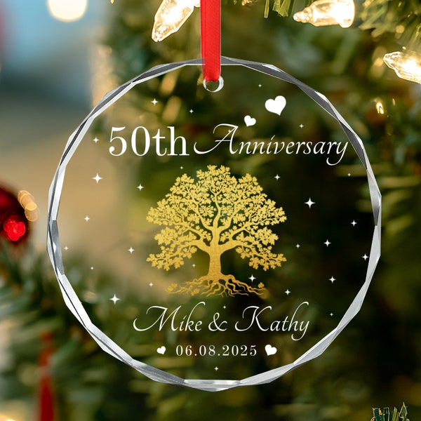 Personalized Anniversary Gift, 50th Anniversary Glass Ornament, Wedding Gift for Couple, Anniversary Gift For Grandparents, 50th Anniversary Gift VTM1574LTH