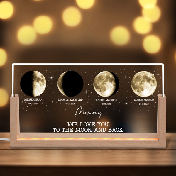 Personalized Moons Phase with Kids Names, Custom Moons Phase Night Light, Mother’s Day Gifts, Gift for Mama, Custom Night Light Moon Phase MLN5408TTH