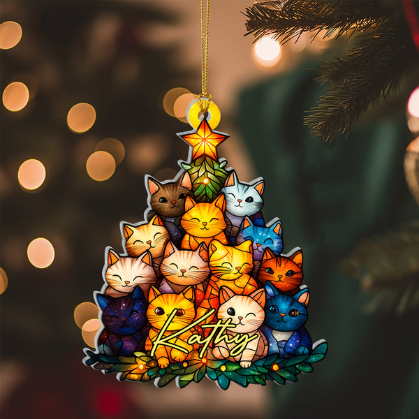 Personalized Cat Christmas Tree Ornament Gift for Cat Lovers