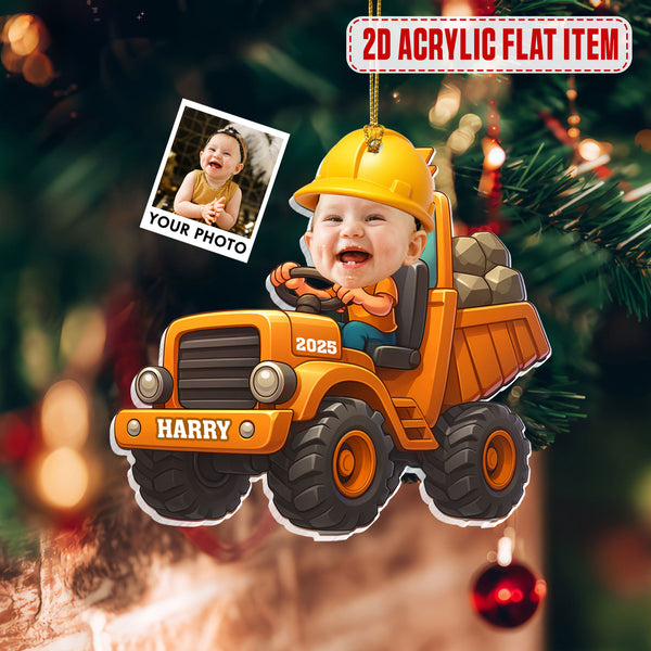 Personalized Baby Christmas Ornament - Custom Photo Truck Ornament