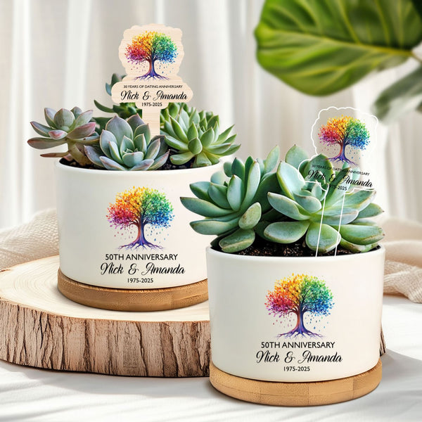 50th Anniversary Tree of Life Gift, 9 Year Anniversary Plant Pot, Anniversary Gifts,Couples Gifts,Gift for Wife,Live Plant Gift,Gift For Him THR285DTD