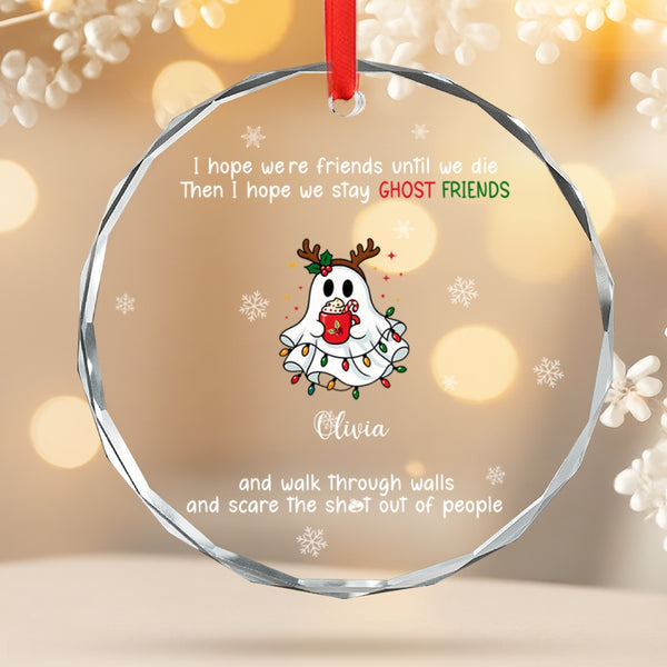 Personalized Ghost Friends Christmas Glass Ornament – Funny Friendship Gift for Best Friends