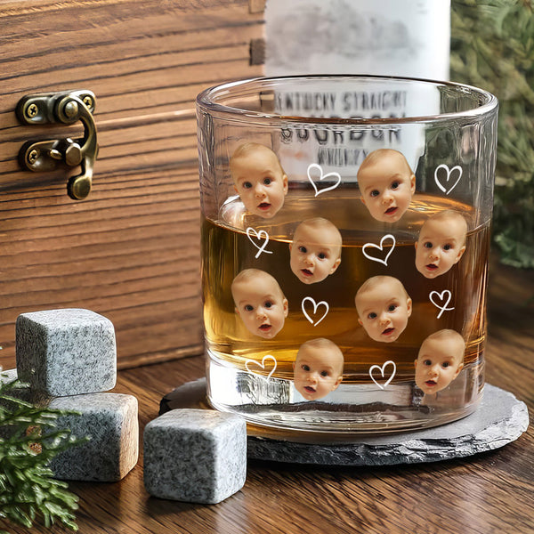 Baby Face Whisky Glass, Personalized Whiskey Glasses, Your Dogs Face, Your Husband's Face, Father's Day Gift, Mother's Day Gift, Baby Photo THR140DTD