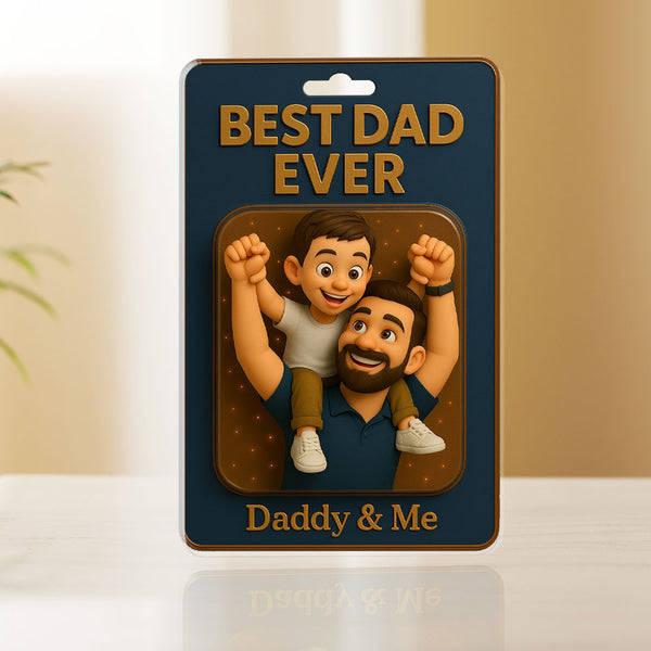 Personalized Father's Day Gift For Dad, Custom Photo Dad And Kids Action Figure Acrylic Block, Best Dad Ever Block Plaque, Gift For Husband THR162DTD