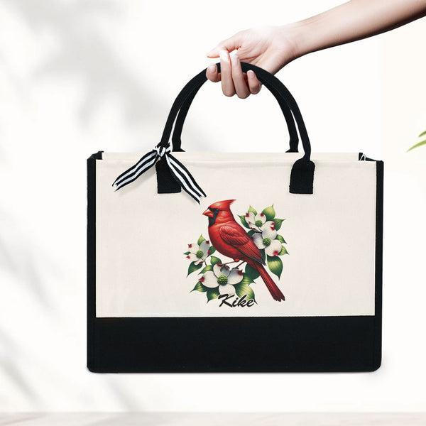 Personalized Red Cardinal Tote Bag, Mothers Day Gift, Woman Shoulder Bag, Grandma, Nana Gifts, Mom Gifts,Shopping Bag,Bag For Cardinal Lover TQN2768TTH