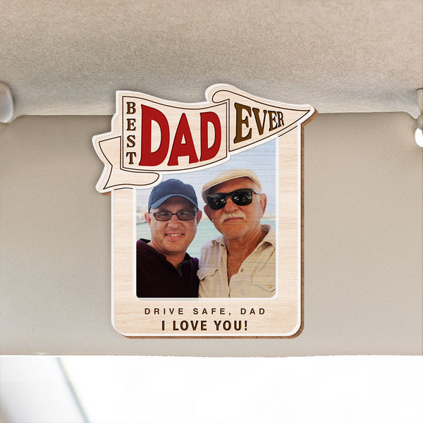 Custom Photo Car Visor Clip, Drive Safe Gift, Best Dad Ever Personalized Picture Frame, Dad Photo Magnet, Gift for Dad from Son, Papa Gift TQN4878HVN
