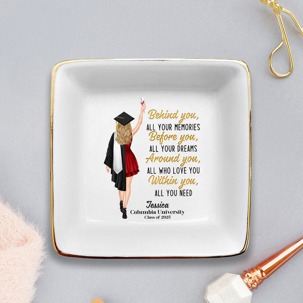 Personalized Graduation Girl Portrait Jewelry Dish, Custom Trinket Tray, Class of 2025, Graduation Daughter, Senior Gift, College Graduation MLN5614TNB