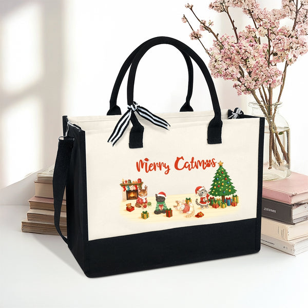 Personalised Christmas Tote Bag Holiday Gift for Cat Lovers
