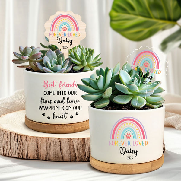 Personalized Pet Memorial Flower Pot Sympathy Gift for Dog or Cat Loss