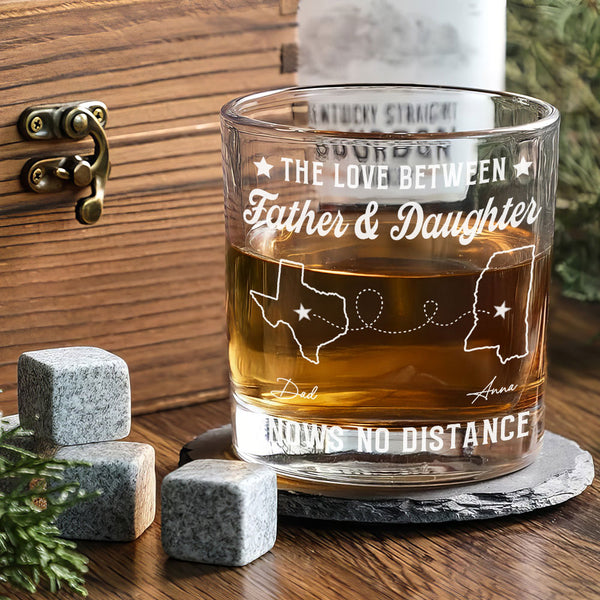 Dad Whiskey Glass, Dad Gift, Custom Father's Day Gift For Dad, Long Distance Gift, Custom Dad Rock Glass, State to State Gift From Daughter VTM1420LTH