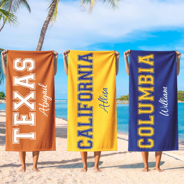 Custom College Beach Towel, Senior 2025, Graduation Gift, Baseball Team, Sorority Gift, School Spirit, School Spirit Custom University Towel MLN5818TNB-new