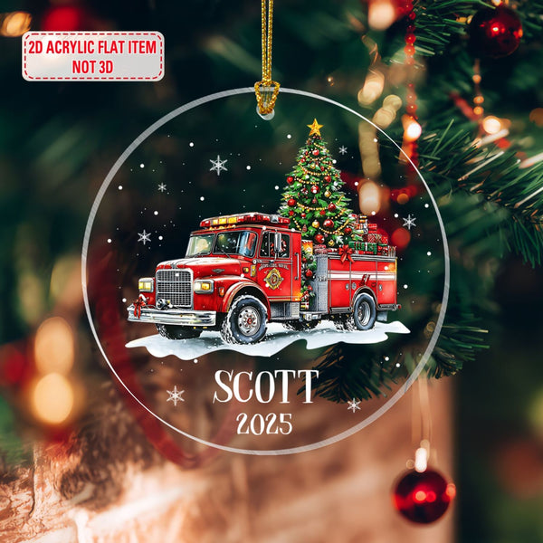 Custom Firefighter Ornament, Firefighter Truck Ornament, Personalized Firetruck Christmas Ornament, Gift for Firetruck Lover, Little Boys