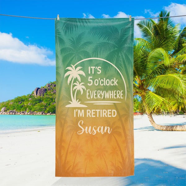 Retirement Gift, Beach Towel, Retirement Trip, Retired And Relaxed, Retirement Party, Tropical Towel, Gift For Retiree, Funny Retirement TQN5245DNV