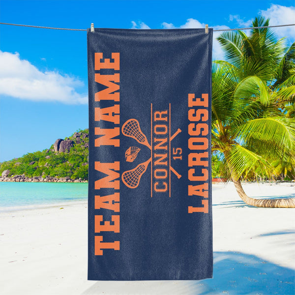 Lacrosse Gift for Lacrosse Player, Custom Lacrosse Beach Towel, Lacrosse Towel, Lacrosse Team Gifts, Girls Lacrosse Boys, Lacrosse Coach MLN6013BQT