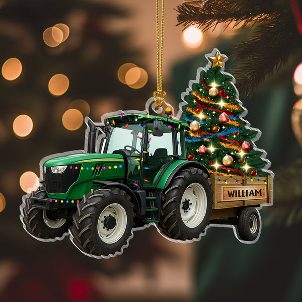 Personalized Tractor Christmas Ornament for Holiday Tree Decoration