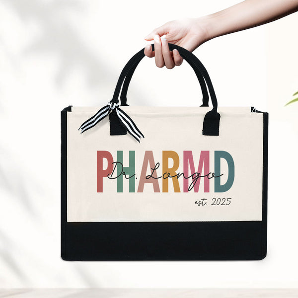 Personalized PharmD Tote Bag, Pharmacist Tote Bag, Pharmacist Technician Gift, Doctor of Pharmacy, Pharmacy Graduation Gift, Pharmacy Gifts  MLN3020TTH