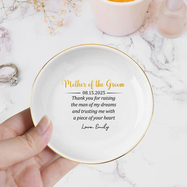 Mother Of The Groom Personalized Ring Dish, Mother of the Groom Gift, Jewelry Tray Holder For Mother in law Wedding Day, Mom Gift From Bride MLN5355BQT
